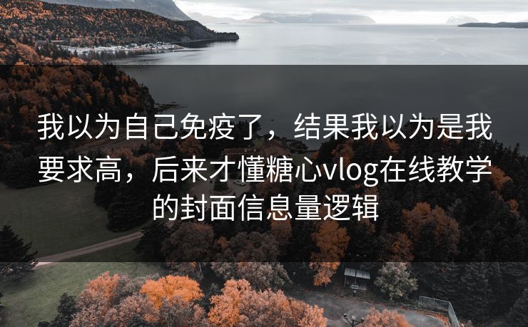 我以为自己免疫了，结果我以为是我要求高，后来才懂糖心vlog在线教学的封面信息量逻辑